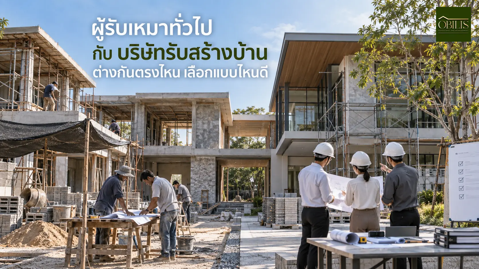 บ้านผู้รับเหมาทั่วไปกับบริษัทรับสร้างบ้าน ต่างกันตรงไหน เลือกแบบไหนดี — OBILIS