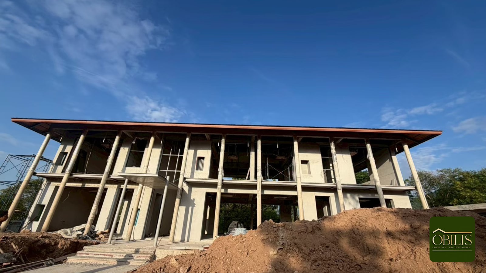 งานโครงสร้างและผนังบ้านที่หน้างาน OBILIS