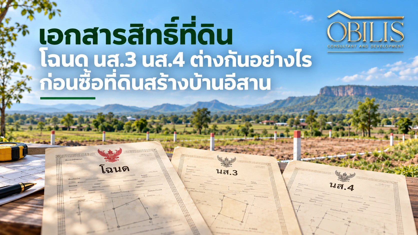 บ้านเอกสารสิทธิ์ที่ดิน โฉนด นส.3 นส.4 ต่างกันอย่างไร ก่อนซื้อที่ดินสร้างบ้านอีสาน — OBILIS
