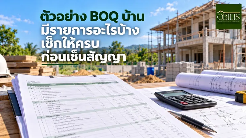 ตัวอย่าง BOQ บ้าน มีรายการอะไรบ้าง เช็กให้ครบก่อนเซ็นสัญญา
