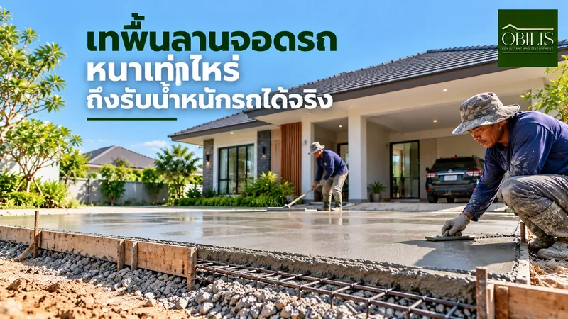 เทพื้นลานจอดรถ หนาเท่าไหร่ถึงจะรับน้ำหนักรถได้จริง