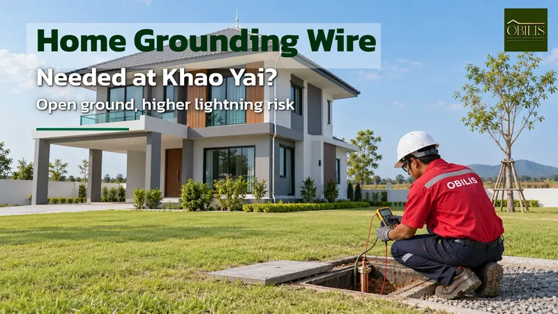 Grounding Wire and Lightning Protection for Khao Yai Homes on Open, Elevated Ground