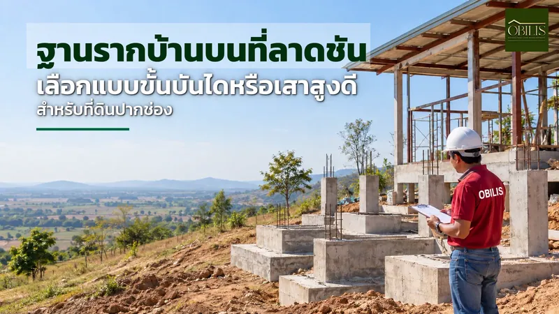 ฐานรากบ้านบนที่ลาดชัน เลือกแบบขั้นบันไดหรือเสาสูงดี สำหรับที่ดินปากช่อง