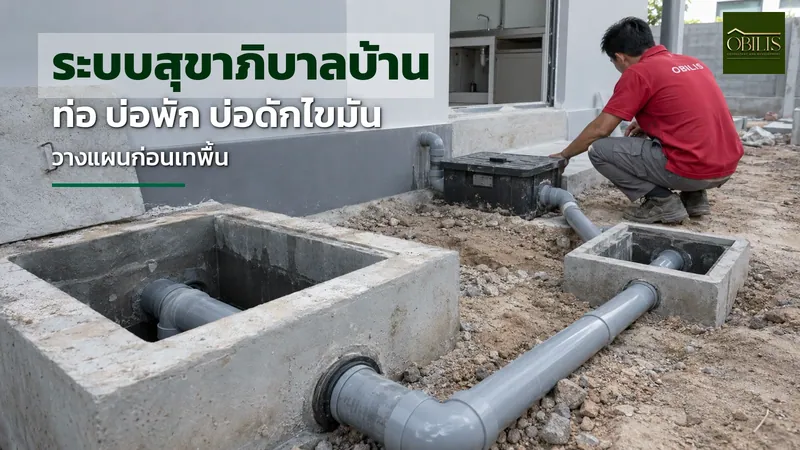 ระบบสุขาภิบาลบ้าน ท่อระบายน้ำเสีย บ่อพัก บ่อดักไขมัน ต้องวางแผนตอนไหน